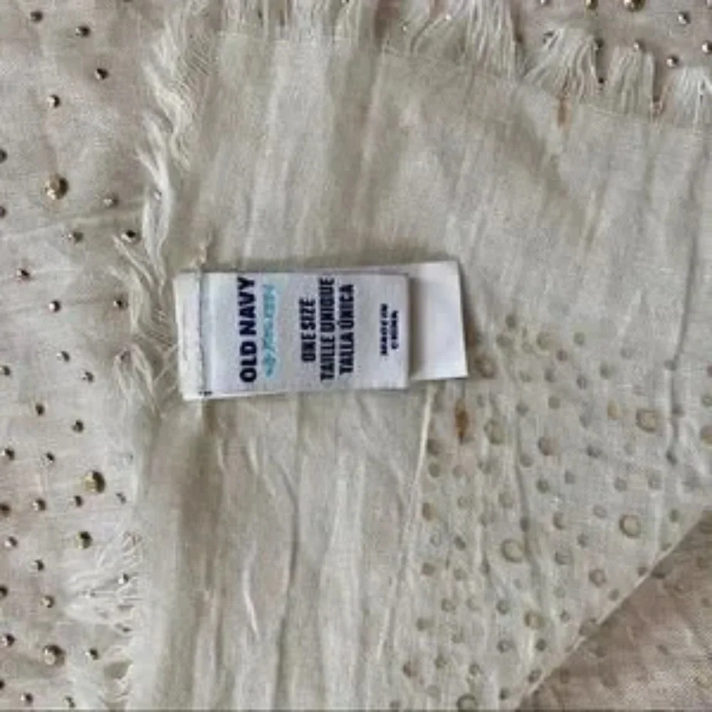 Old Navy Ivory‎ Embellished Gauze Raw Hem Scarf Lightweight One Size